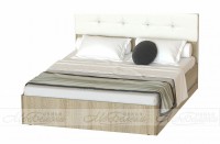 Кровать "Белладжио" (1600, сонома, кожа белая, б/орт) - Магазин "Домовенок" 39595.ru