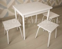 Стол раскладной на ломбер петле СТ22 (белый, пластик, белый лен) - Магазин "Домовенок" 39595.ru